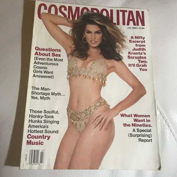 Cosmopolitan Magazine Vintage Cindy Crawford What Women Want July 1992 Sex - Picture 1 of 3